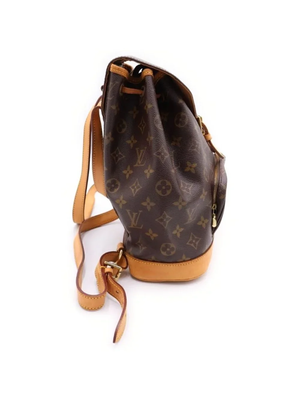 Louis Vuitton Monogram Montsouris PM Backpack Brown Leather Gold